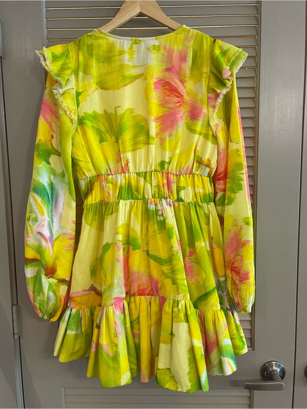 Hemant & Nandita Bright Yellow & Pink Floral Dress - Picture 5 of 7